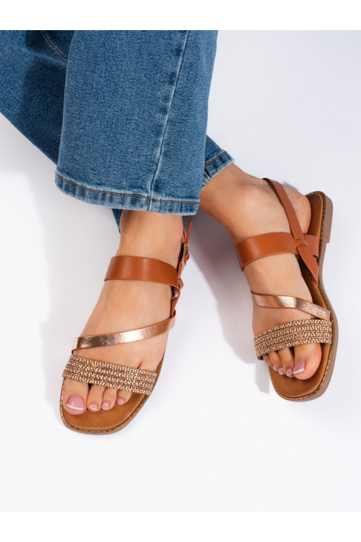 Hnědo-zlaté dámské sandály Sergio Leone