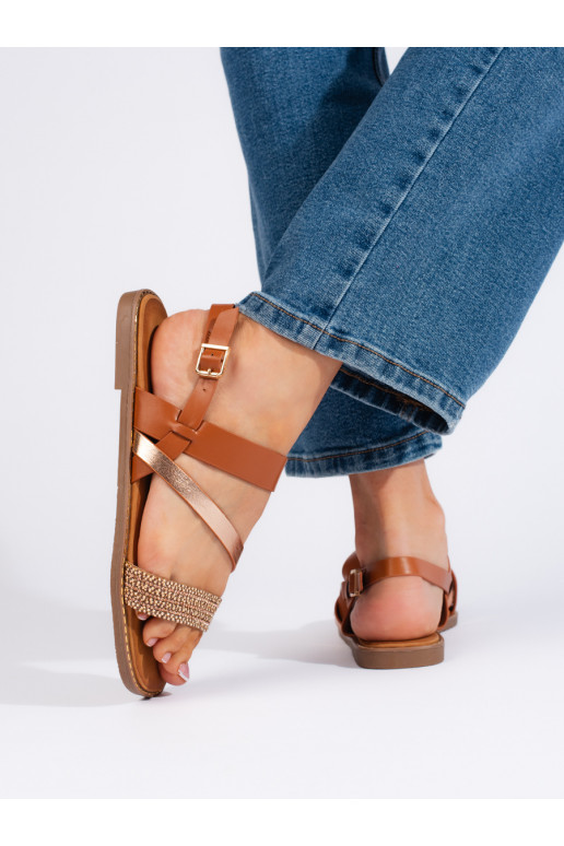 Hnědo-zlaté dámské sandály Sergio Leone