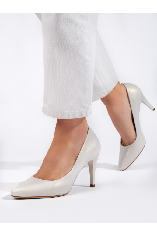 Bílé lodičky na tenkém podpatku Sergio Leone