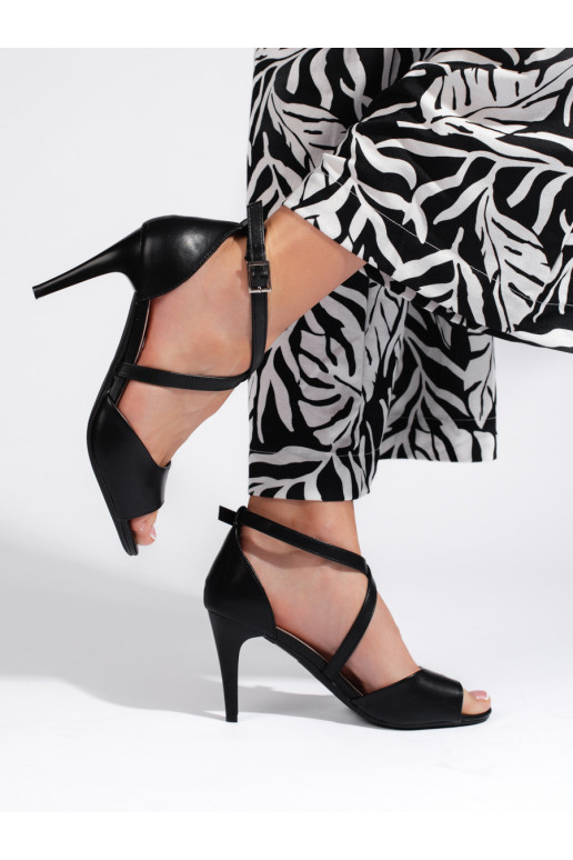 Stylové dámské sandály na tenkém podpatku černé Sergio Leone