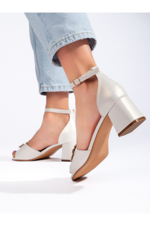 Světle šedé sandály na podpatku Sergio Leone