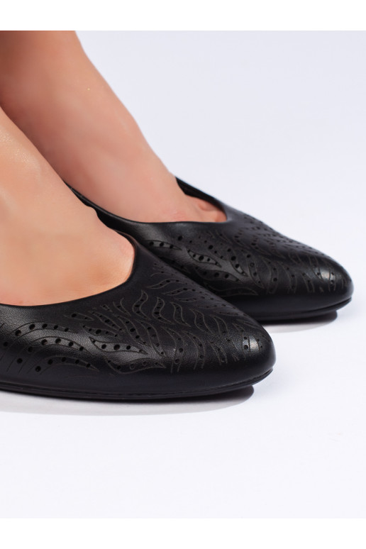 Ažurové černé lodičky na sloupkovém podpatku Sergio Leone