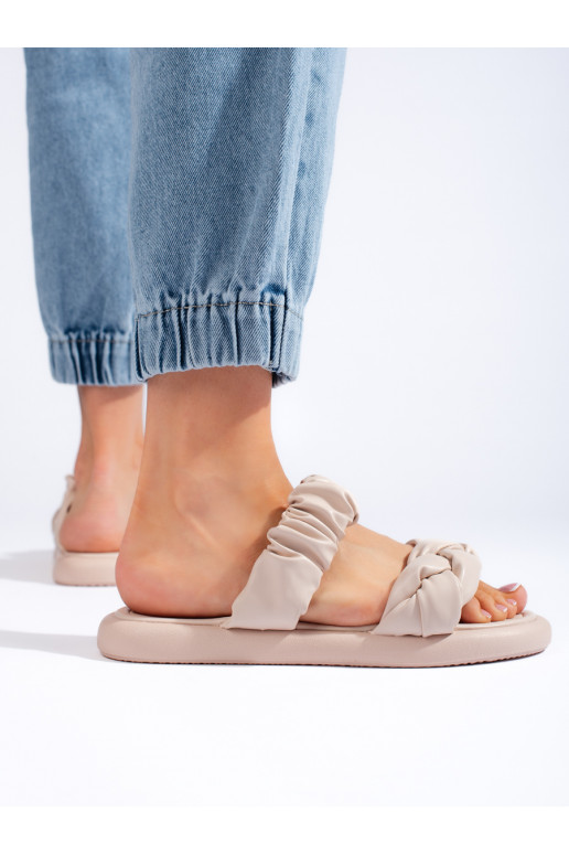 Stylové béžové ploché dámské pantofle