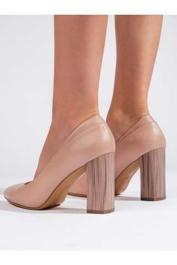 Dámské béžové lodičky Sergio Leone na ozdobném podpatku 2