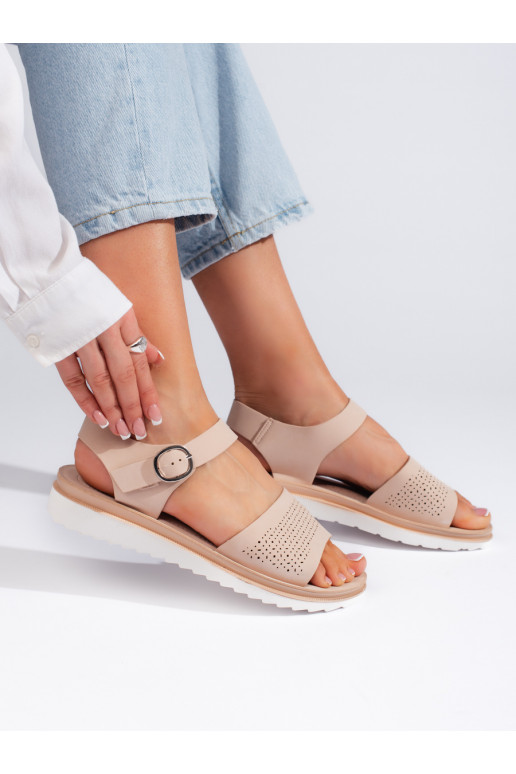 Dírkované sandály na platformě světle růžové Sergio Leone