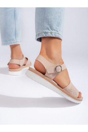 Dírkované sandály na platformě světle růžové Sergio Leone 2