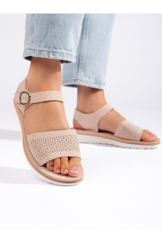 Dírkované sandály na platformě světle růžové Sergio Leone