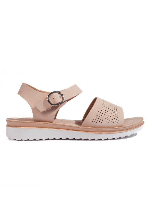 Dírkované sandály na platformě světle růžové Sergio Leone