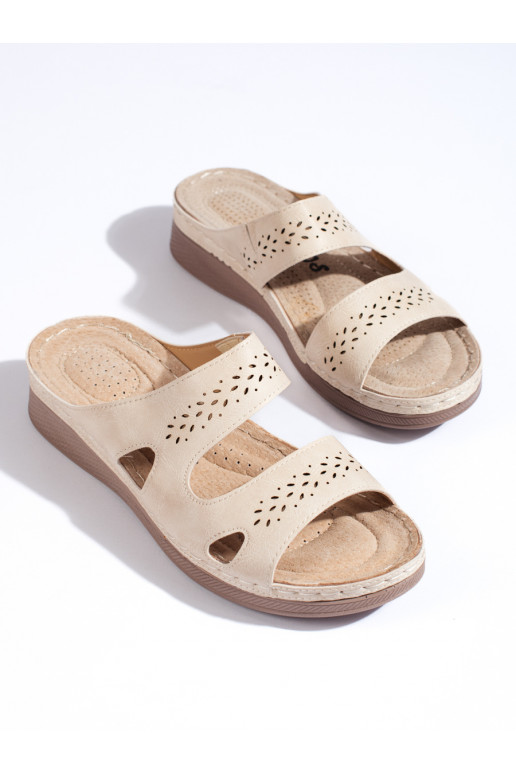 Pohodlné béžové dámské pantofle