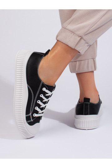 Černé dámské tenisky z eko kůže 2