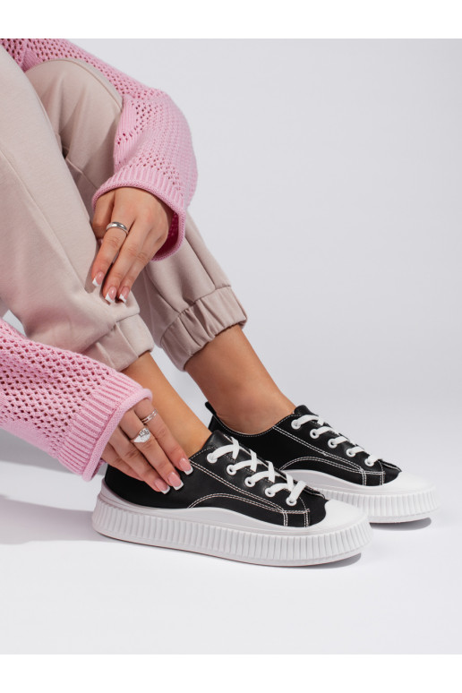 Černé dámské tenisky z eko kůže