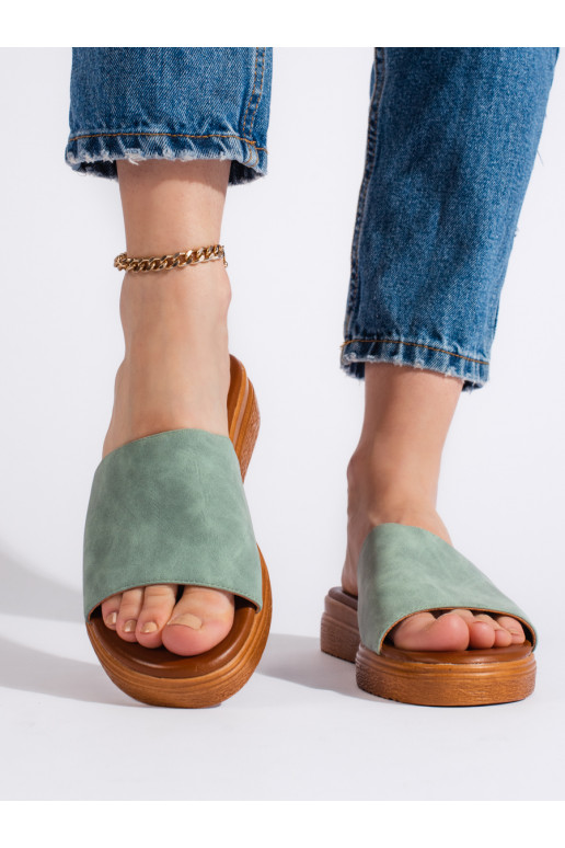 Semišové dámské nazouváky zelené