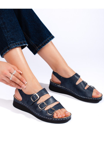 Dámské tmavě modré sandály s přezkami