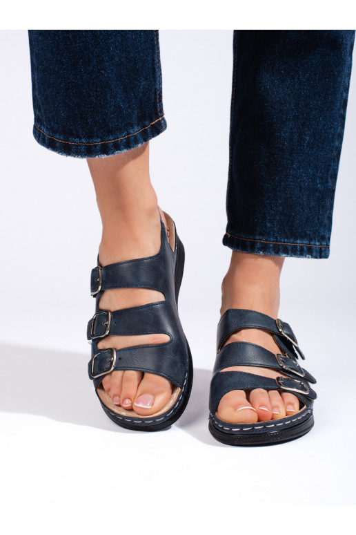 Dámské tmavě modré sandály s přezkami