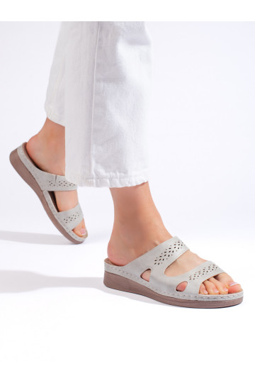 Pohodlné šedé dámské pantofle