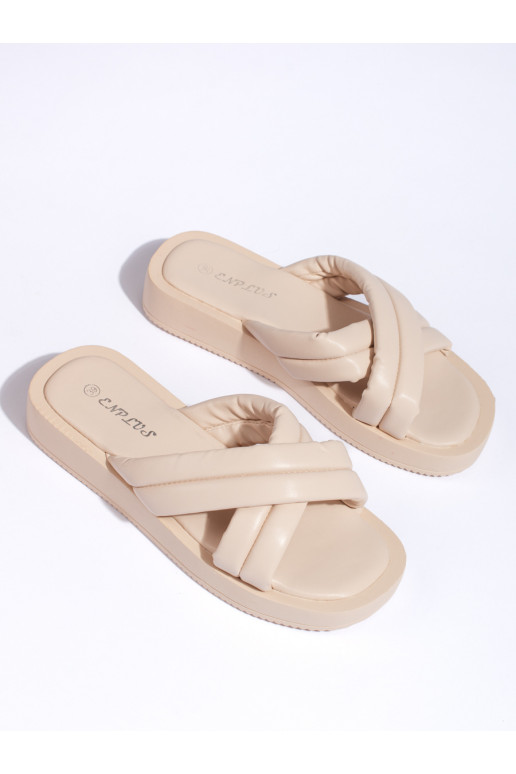 Béžové dámské nazouváky na platformě