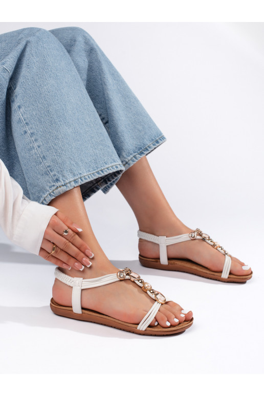 Bílé ploché lehké dámské sandály
