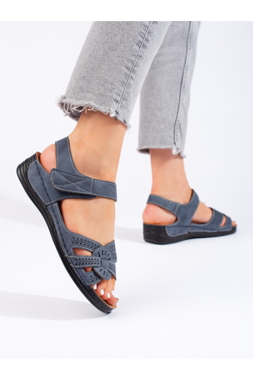 Lehké dámské modré sandály na nízkém klínku