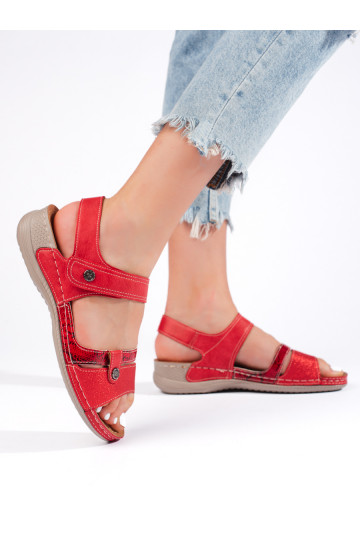 Pohodlné dámské sandály červené 2