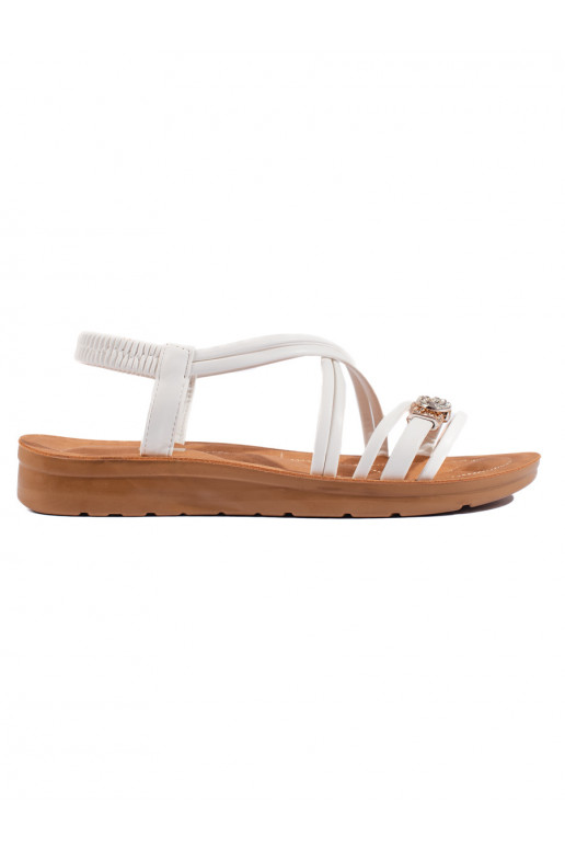 Bílé dámské sandály na hrubší podrážce
