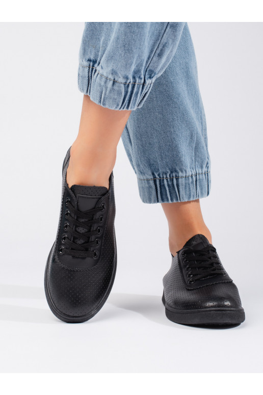 Černé šněrovací dámské polobotky