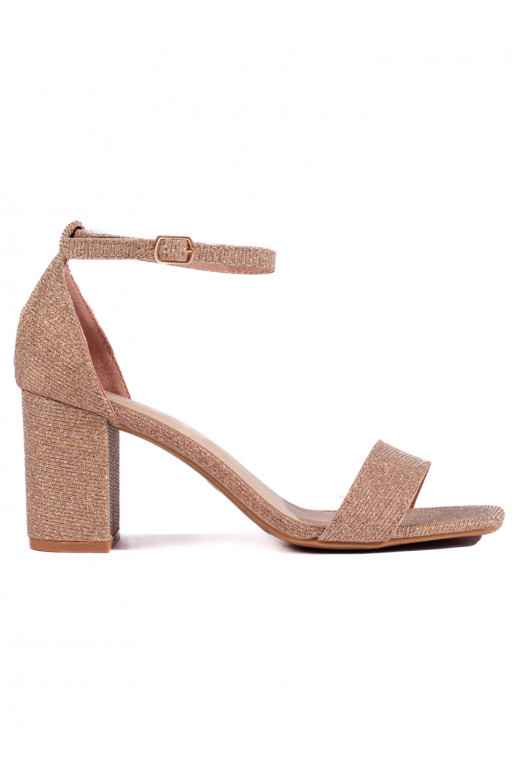 Růžové brokátové dámské sandály na sloupku