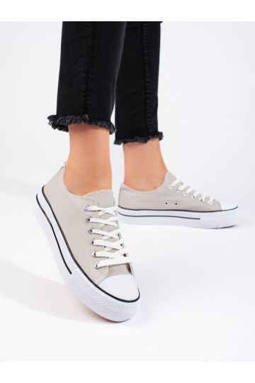 Šedé klasické dámské tenisky na vázaní