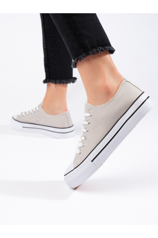 Šedé klasické dámské tenisky na vázaní