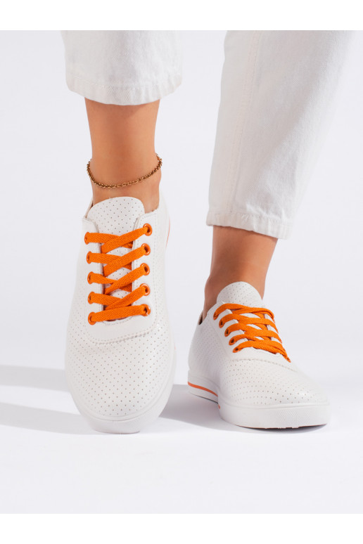 Bílé dámské tenisky s oranžovými tkaničkami