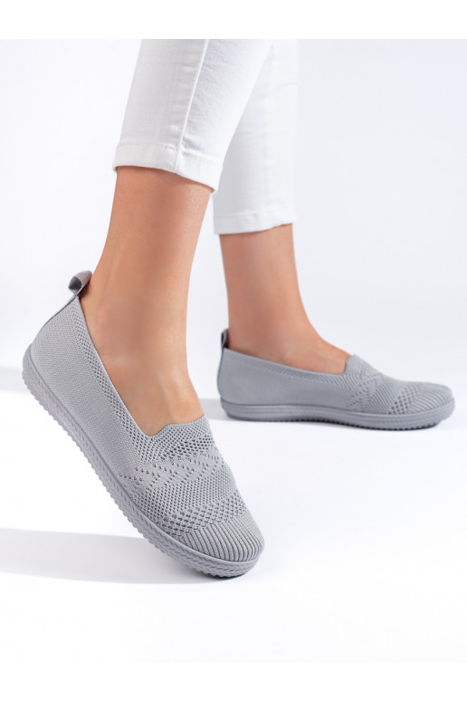 Dámské textilní šedé slipony