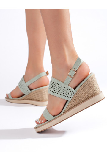 Zelené dámské sandály na klínku 2