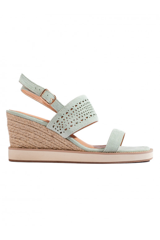 Zelené dámské sandály na klínku