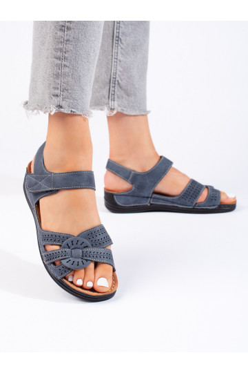 Modré lehké dámské sandály na nízkém klínku 2
