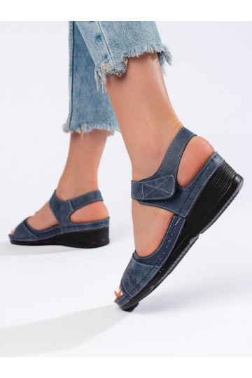 Modré dámské sandály se suchým zipem 2