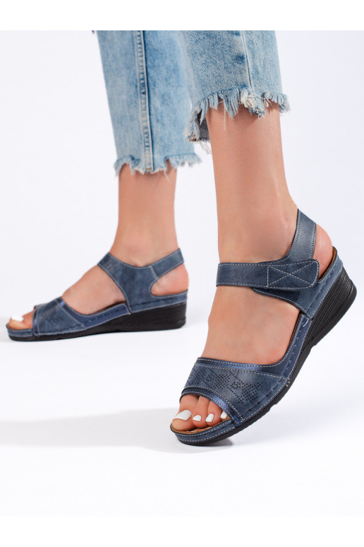 Modré dámské sandály se suchým zipem