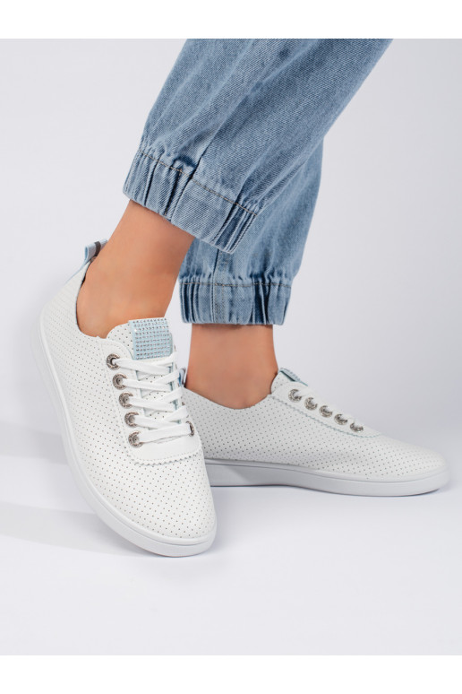 Dírkované bílé dámské tenisky