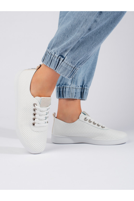 Dírkované bílé dámské tenisky