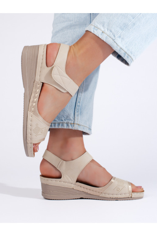 Béžové dámské sandály se suchým zipem