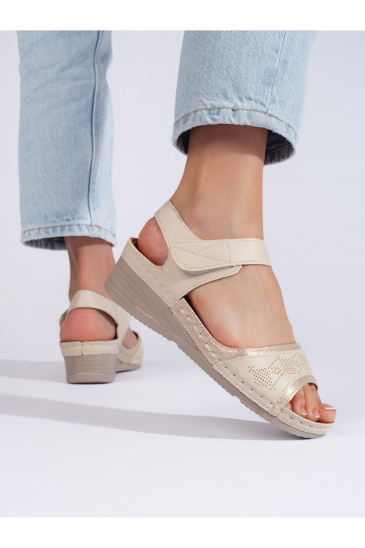 Béžové dámské sandály se suchým zipem