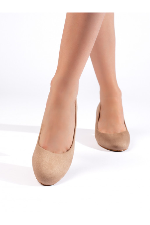 Béžové semišové lodičky na vysokém podpatku