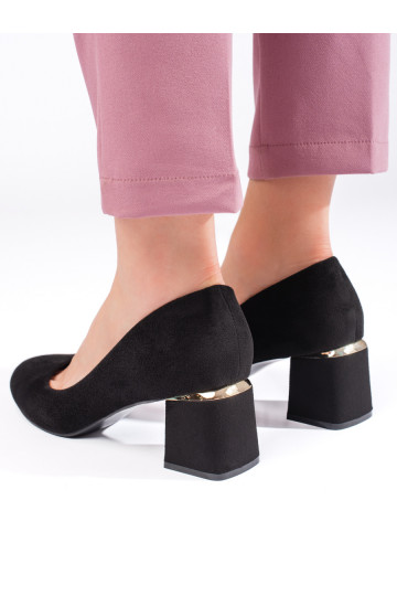 Černé semišové lodičky na podpatku 2