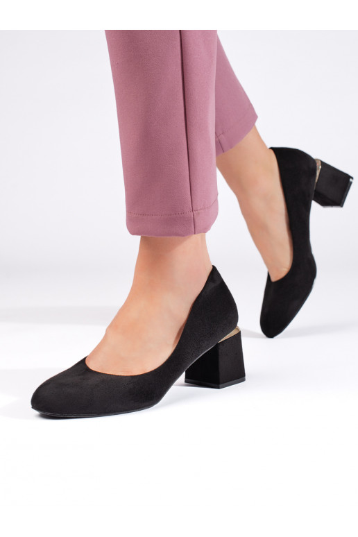 Černé semišové lodičky na podpatku