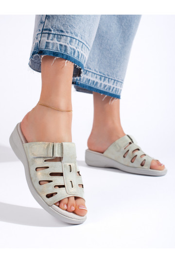 Dámské pohodlné šedé pantofle