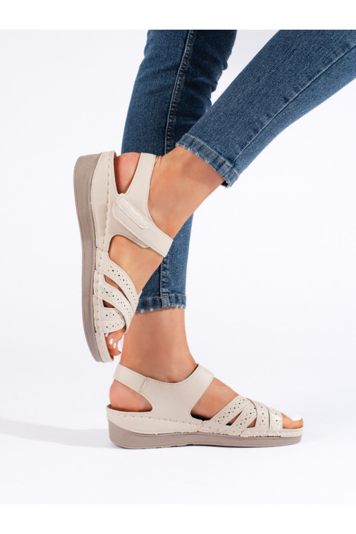 Dámské béžové sandály na suchý zip