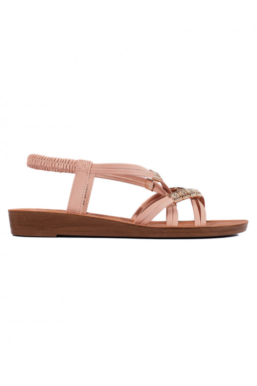 Růžové nazouvací sandály s propletenými pásky