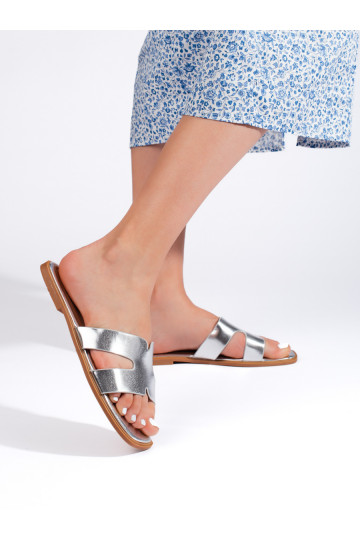 Dámské klasické stříbrné nazouváky 2