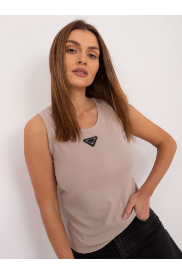 Crop top styl košile béž