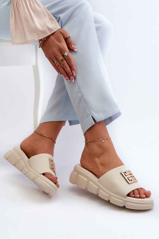 Odinės šlepetės su aukso spalvos...