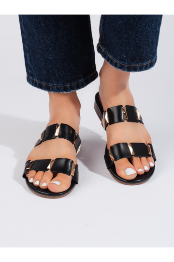 Černé dámské nazouváky na tenké podrážce