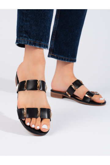 Černé dámské nazouváky na tenké podrážce 2